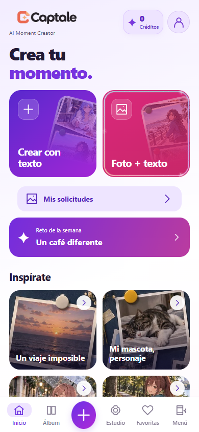 Captura del inicio de Captale
